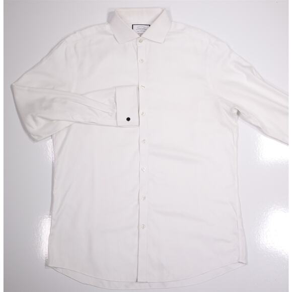 Charles Tyrwhitt White Non-Iron Herringbone Dress Shirt Extra Slim (43) 17-35 - Picture 2 of 7